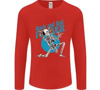 Rock & Roll Forever Chitarra Aerea Scheletro Teschio Uomo Manica Lunga T-Shirt