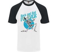 Rock & Roll Forever Chitarra Aerea Scheletro Teschio Uomo S/S Maglietta Baseball