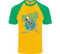 Rock & Roll Forever Chitarra Aerea Scheletro Teschio Uomo S/S Maglietta Baseball