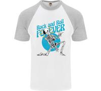 Rock & Roll Forever Chitarra Aerea Scheletro Teschio Uomo S/S Maglietta Baseball