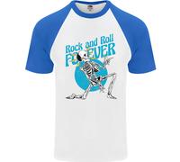 Rock & Roll Forever Chitarra Aerea Scheletro Teschio Uomo S/S Maglietta Baseball