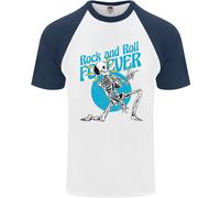 Rock & Roll Forever Chitarra Aerea Scheletro Teschio Uomo S/S Maglietta Baseball