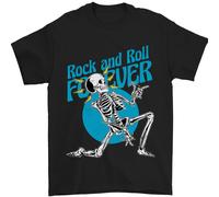 Rock & Roll Forever Chitarra Aerea Teschio Uomo T-Shirt 100% Cotone