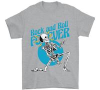 Rock & Roll Forever Chitarra Aerea Teschio Uomo T-Shirt 100% Cotone