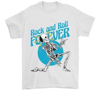 Rock & Roll Forever Chitarra Aerea Teschio Uomo T-Shirt 100% Cotone