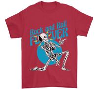 Rock & Roll Forever Chitarra Aerea Teschio Uomo T-Shirt 100% Cotone