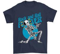 Rock & Roll Forever Chitarra Aerea Teschio Uomo T-Shirt 100% Cotone