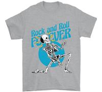 Rock & Roll Forever Chitarra Aerea Teschio Uomo T-Shirt 100% Cotone