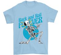 Rock & Roll Forever Chitarra Aerea Teschio Uomo T-Shirt 100% Cotone
