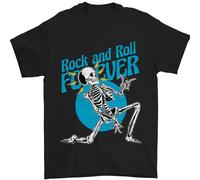 Rock & Roll Forever Chitarra Aerea Teschio Uomo T-Shirt 100% Cotone