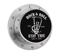 Rock&roll Timer meccanico a carica manuale con allarme rotante in acciaio inox, conto alla rovescia di 60 minuti per imparare a cucinare