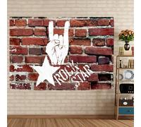 Rock Star - Divertente arazzo in metallo con bandiera vintage hard punk da appendere alla parete, per casa, camera da letto, dormitorio, camera da letto, decorazione da parete, 16,9 x 145,2 cm