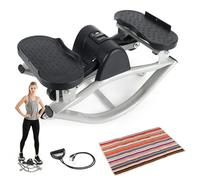 Rock Stepper Machine, Step Machine, Stepper per scale con contatore e corde elastiche, include tappetino antiscivolo da 70 x 40 cm, per casa, ufficio e palestra, esercizi per gambe, fianchi, braccia e