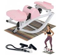Rock Stepper - Stepper Laterale con Elastici di Resistenza & Tappetino Antiscivolo, Movimento 3D Laterale per Fianchi, Glutei & Postura, Cardio a Basso Impatto(Rosa)