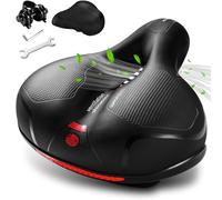 ROCK TAKIN Comodo sellino per bicicletta, con imbottitura in memory foam, ampio sedile per bicicletta con doppio assorbimento degli urti e strisce riflettenti notturne per uomo e donna (rosso)