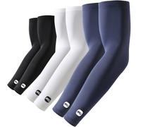ROCK TAKIN Manicotti per braccia con protezione solare UV, per uomini e donne, UPF 50+, rinfrescanti per coprire le braccia, coperture sportive a compressione, 3 paia - nero+bianco+blu navy, X-Large