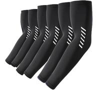 ROCK TAKIN Manicotti per braccia con protezione solare UV, per uomini e donne, UPF 50+, rinfrescanti per coprire le braccia, coperture sportive a compressione, 3 paia di colore nero (a righe), X-Large