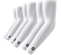 ROCK TAKIN Manicotti per braccia con protezione solare UV, per uomini e donne, UPF 50+, rinfrescanti per coprire le braccia, coperture sportive a compressione, 3 paia di colore bianco, Large