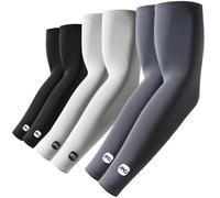 ROCK TAKIN Manicotti per braccia con protezione solare UV, per uomini e donne, UPF 50+, rinfrescanti per coprire le braccia, coperture sportive a compressione, 3 paia - nero+grigio scuro+grigio chiaro