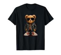 Rock Teddy Bear con Occhiali da Sole e Giacca in Pelle Costume Maglietta