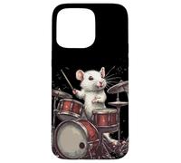 Rock the Stage con questo White Rat and Drums Custodia per iPhone 15 Pro Max