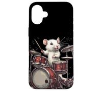 Rock the Stage con questo White Rat and Drums Custodia per iPhone 16 Plus