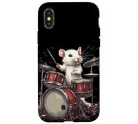 Rock the Stage con questo White Rat and Drums Custodia per iPhone X/XS