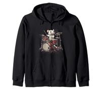 Rock the Stage con questo White Rat and Drums Felpa con Cappuccio