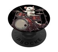 Rock the Stage con questo White Rat and Drums PopSockets PopGrip Adesivo