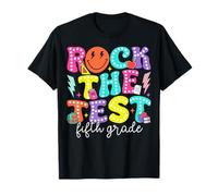 Rock The Test Day 5th Grade Teacher Quinta elementare Giornata dei Test Maglietta