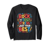 Rock The Test Dont Stress Divertente Detto Motivazionale Maglia a Manica