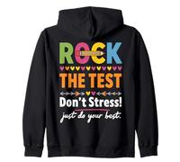 Rock The Test Dont Stress Motivational School Citazione Felpa con Cappuccio