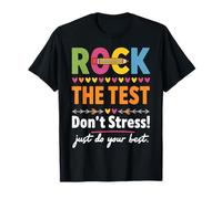 Rock The Test Dont Stress Motivational School Citazione Maglietta
