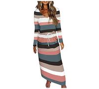 Rockabilly, abito da donna con scollo a V, a maniche lunghe, casual, lungo, verde, 3XL