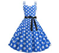 Rockabilly, abito da donna vintage anni '50, senza maniche, a pois, stile coctail, alla moda degli anni '60, con spalline sottili, tunica, per feste, balli, costumi di carnevale, B1 blu., XXL