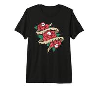 Rockabilly Non morirà mai Teschio Rose Tatuaggio Stile Maglietta Premium