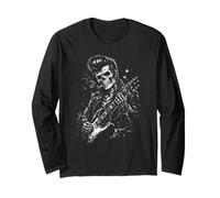 Rockabilly Skeleton Punk Chitarrista Ribelle Rock Music Maglia a Manica