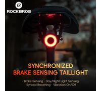 ROCKBROS bicyclefanale posteriore Smart Brake Sensing Day/Night Sensing impermeabile Type-C fanale posteriore per ciclismo accessori per bici serie R
