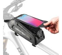 ROCKBROS Borsa Bici da Telaio Rigida, Borsa Tubo Anteriore Impermeabile per MTB Bicicletta, Porta Cellulare 16 * 8.5CM TPU Touchscreen Sensibile, Grande Capacità 1.7L, Riflettente, Accessori Bike