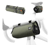 ROCKBROS Borsa da Bicicletta Multifunzionale Combinata 2 in 1, Borsa da Bici per Manubrio 1,3L e Posteriore 0,7L Idrorepellente, con Tracolla per MTB, Gravel, Bici da Strada, Ebike, Verde Militare