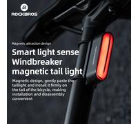 ROCKBROS Fanale posteriore magnetico per bici Type-C 7 modalità Luce posteriore per bicicletta a LED ricaricabile per guida notturna Sensore freno intelligente
