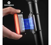 ROCKBROS Fanale posteriore per bici Luce magnetica per bicicletta IPX6 Impermeabile Tipo-c Ricaricabile Montaggio Smart 7 modalità Sensore Luce posteriore