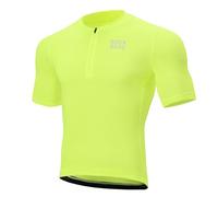 ROCKBROS Maglia Ciclismo con Maniche Corte, Magliette Bicicletta Uomo Estiva Traspirante Antiscivolo Riflettente Asciugatura Rapida, con 3 Tasche, Abbigliamento per MTB Bici da Strada, Giallo, M