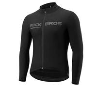 ROCKBROS Maglia Termica da Ciclismo a Maniche Lunghe da Uomo Inverno, Maglietta Termica Traspirante ed Elastica con Tasche, Abbigliamento per Bici MTB Corsa, Nero, XXL