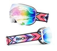 ROCKBROS Maschera da Sci Adulto e Bambini, Ski Goggles per Sci Snowboard, Occhiali per Sciare, Anti-UV, Antiappannamento Antivento, Lenti rivestite, Uomo Donna