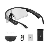 ROCKBROS Occhiali Intelligenti Bluetooth Bici con Lenti Fotocromatiche | Occhiali da Sole con Apparecchi Acustici, UV400, Open Ear, Uomo Donna, Smart Glasses per Bicicletta Corsa Guidare, Nero