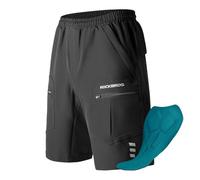 ROCKBROS Pantaloncini MTB Uomo con 3D Imbottitura, Design 2 in 1 Rimovibile