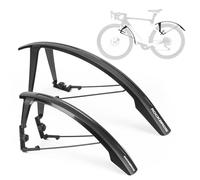 ROCKBROS Parafango Bici Set in PP Resistente, Mudguard 2 Pezzi Regolabili Anteriore e Posteriore, Facili da Installare, con Kit Estensione Parafanghi, per MTB 26"-27,5", Bici da Corsa 700c e Gravel