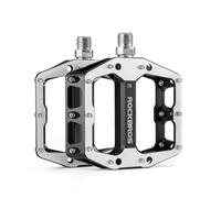 ROCKBROS Pedali per Bicicletta in Lega di Alluminio CNC 9/16", Pedali Flat per Bici MTB con Cuscinetti Sigillati Antiscivolo, Pedale per Bici da Strada Gravel Downhill, Nero