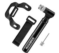 ROCKBROS Pompa per Bicicletta, Mini Pompa Bici MTB Portatile Tubo Allungato, Adatta per Valvola Presta Schrader, con Supporto Installabile Insieme al Porta Borraccia, 130 PSI, Nero